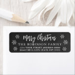 Rustic Snowflake Christmas Return Address Label<br><div class="desc">Rustic Snowflake Chalkboard Merry Christmas Script Holiday Christmas Return Address Labels. Features a „Merry Christmas” script,  snowflakes on black chalkboard or blackboard background. Great for Christmas holiday season,  easy to personalise them with your names and return address info.</div>