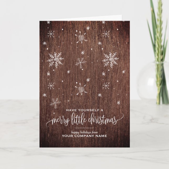 Rustic Snowflake Corporate Holiday Card (Front)