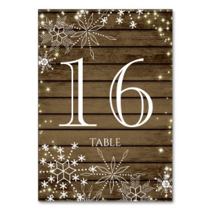 Rustic Snowflakes and Sparkle Table Number