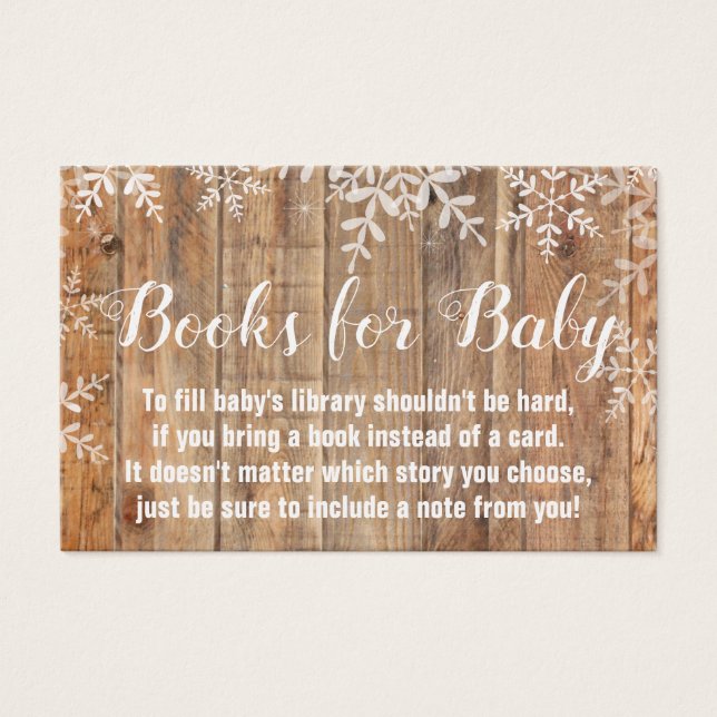 Rustic Snowflakes Baby Shower Bring a Book (Front)