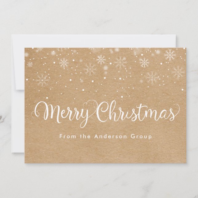 Rustic Snowflakes Business Company Holiday Card (Front)