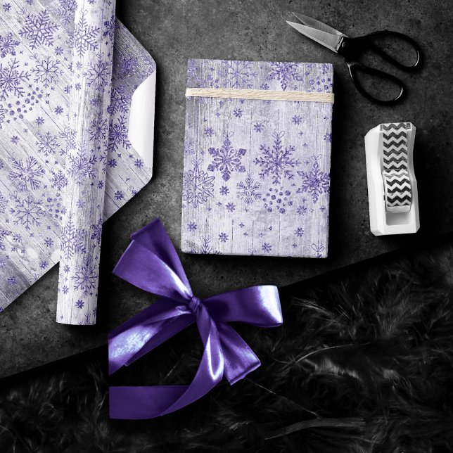 Rustic Snowflakes | Lavender Purple Scandinavian Wrapping Paper (Creator Uploaded)