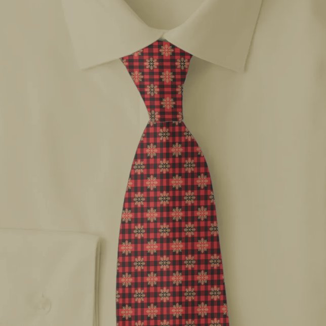 Rustic Snowflakes & Plaid Christmas Tie (Creator Uploaded)