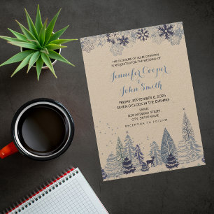 Rustic Snowflakes Winter Marriage Invitation