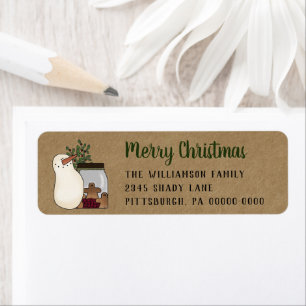 Rustic Snowman & Gingerbread  Kraft Return Address