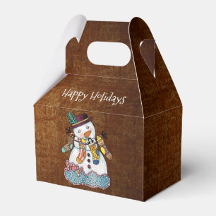 Rustic Snowman & Socks Christmas Favor Box