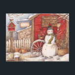 Rustic Snowman Winter Scene Postcard<br><div class="desc">Rustic Snowman Winter Scene</div>