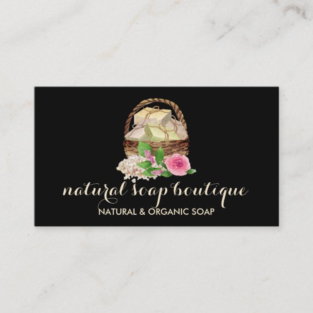 Rustic Soap Basket Floral Branding Business Card (Front)