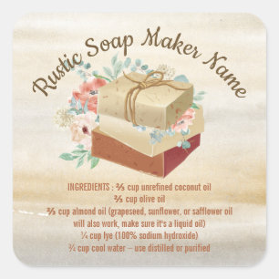Rustic Soap Ingredients instructions Square Sticker