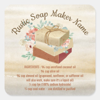 Rustic Soap Ingredients instructions Square Sticker