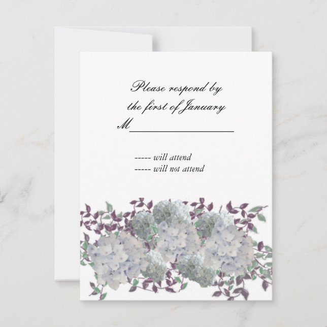 Rustic Soft Blue Hydrangea Reply Card (Front)