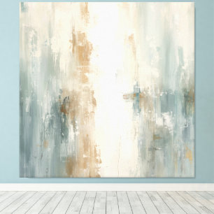 Rustic Soft Dusty Blue Brown Cream Abstract Print