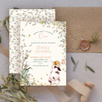 Rustic Some Bunny is One Floral Girl Cottagecore I