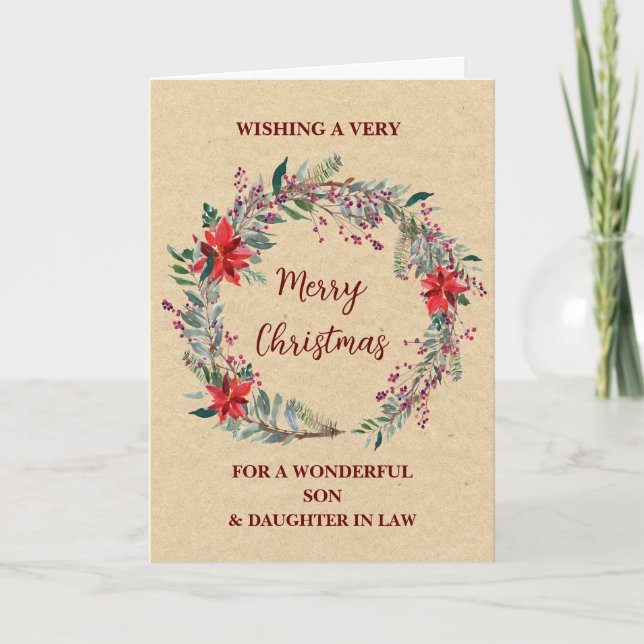 Rustic Son & Daughter in Law Merry Christmas Card (Front)