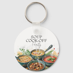 Rustic Soup Cook-Off Potluck Party Watercolor Key Ring