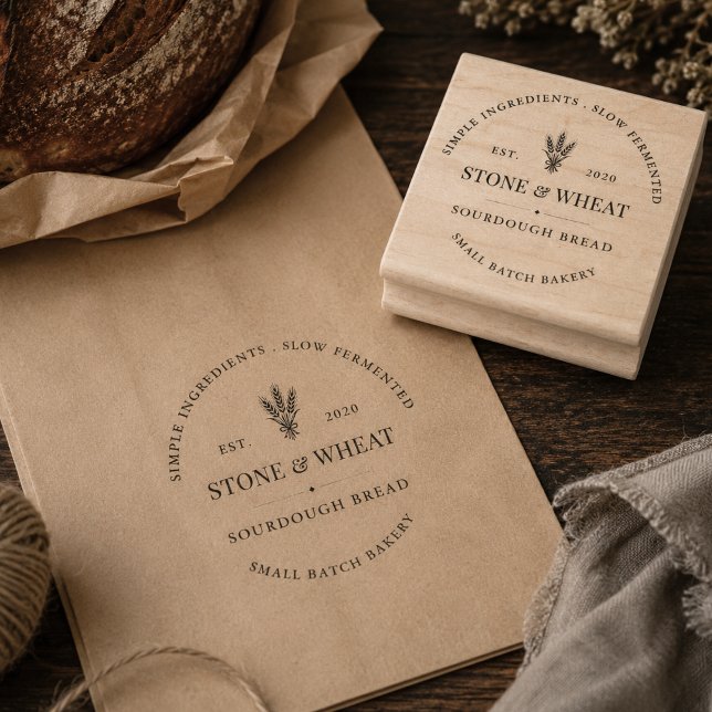 Rustic Sourdough Bakery Logo Wood Rubber Stamp (Rustic Sourdough Bakery Logo Wood Rubber Stamp)
