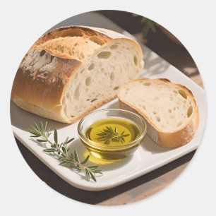 Rustic Sourdough Bread Olive Oil Classic Round Sticker