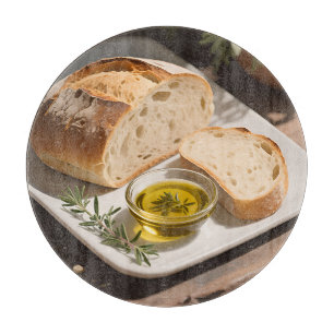 Rustic Sourdough Bread Olive Oil Cutting Board