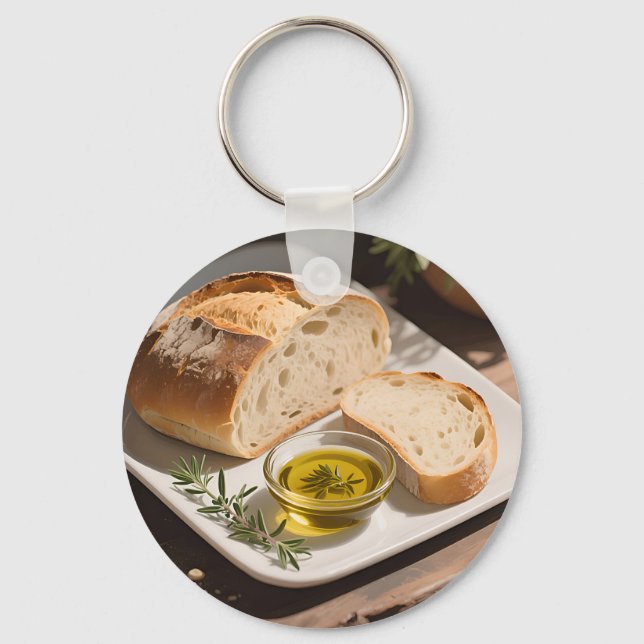 Rustic Sourdough Bread Olive Oil Key Ring (Front)