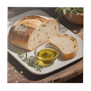 Rustic Sourdough Bread Olive Oil Tile