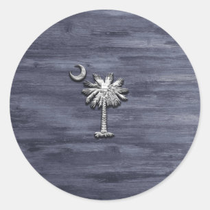Rustic South Carolina Palmetto and Moon Classic Round Sticker