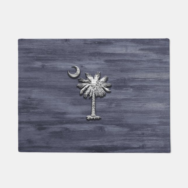 Rustic South Carolina Palmetto and Moon Doormat (Front)