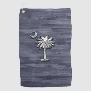 Rustic South Carolina Palmetto and Moon Golf Towel