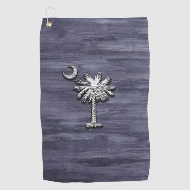 Rustic South Carolina Palmetto and Moon Golf Towel (Front)