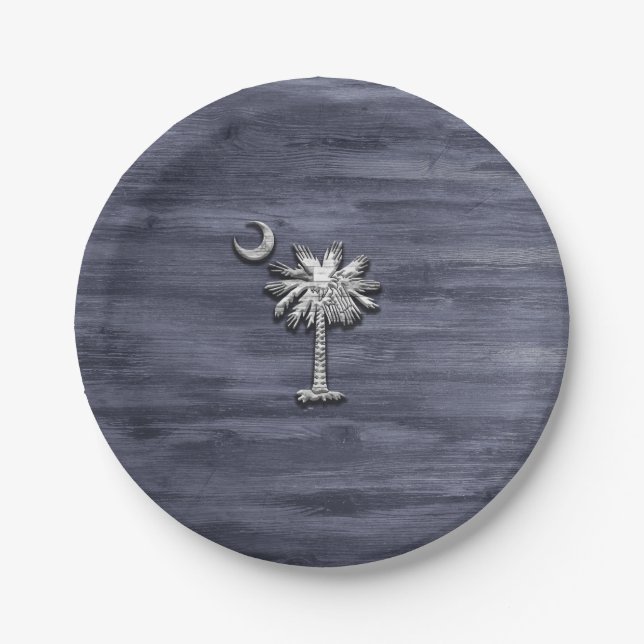 Rustic South Carolina Palmetto and Moon Paper Plate (Front)