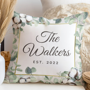 Rustic Southern Cotton & Botanical Personalised Cushion