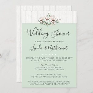 Rustic Southern Cotton Wedding Shower Invitation