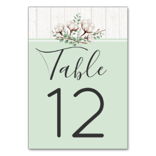 Rustic Southern Cotton & Wood Wedding Table Number