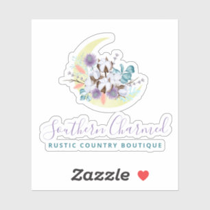 Rustic Southern Country Cotton Floral Moon Logo