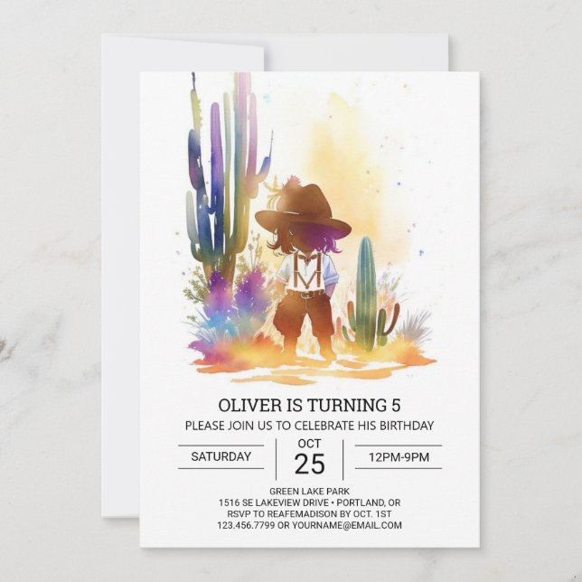 Rustic Southern Cowboy Birthday Invitation (Front)