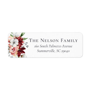 Rustic Southern Floral & Cotton Return Address