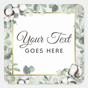 Rustic Southern Watercolor Cotton & Botanical Square Sticker