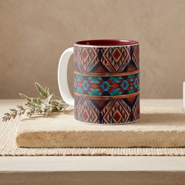 Rustic Southwest Pattern Two-Tone Coffee Mug (Creator Uploaded)