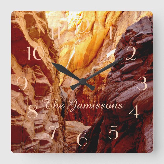 Rustic Southwest Slot Canyon NV Clock Personalised (Front)