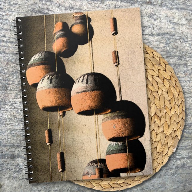 Rustic Southwestern Casita Wind Chimes Still Life Spiral Notebook (This rustic wind chime edited photo serves as the cover for this 6.5" x 8.75" notebook. )