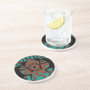 Rustic Southwestern Kokopelli Turquoise Coaster