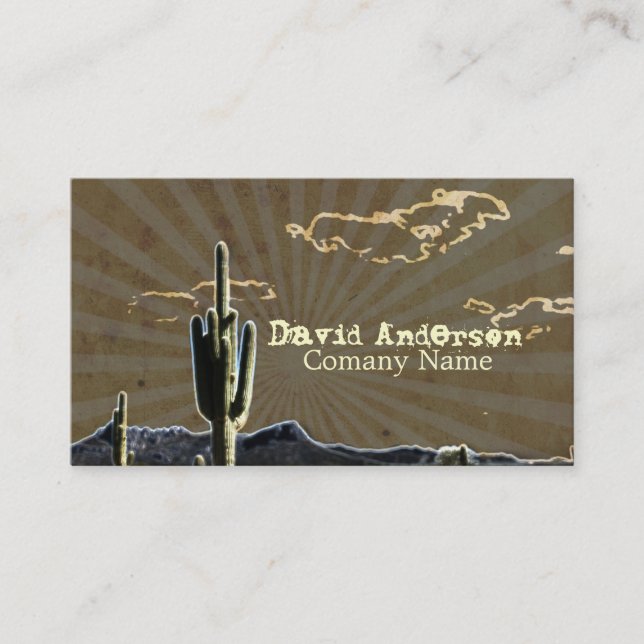 Rustic southwestern ranch desert cactus business card (Front)
