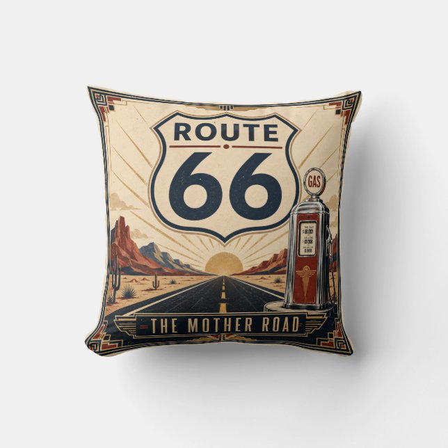 Rustic Southwestern Retro Route 66 Presentation Cushion (Front)