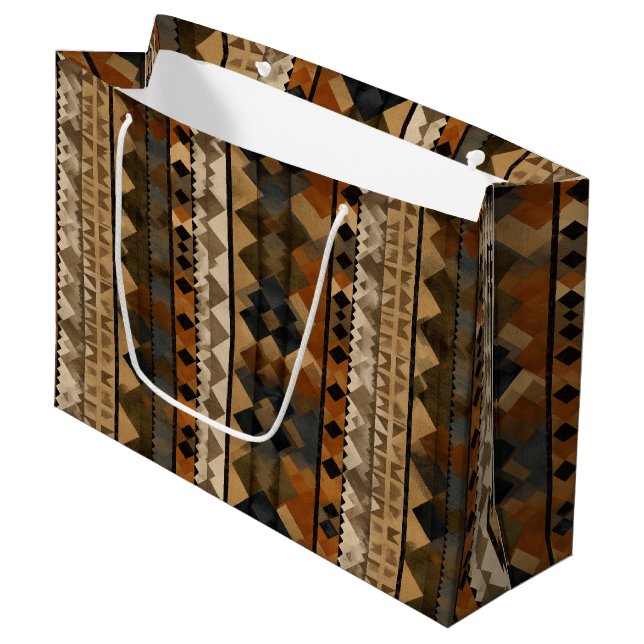 Rustic Southwestern Stripe Pattern (6) Large Gift Bag (Front Angled)