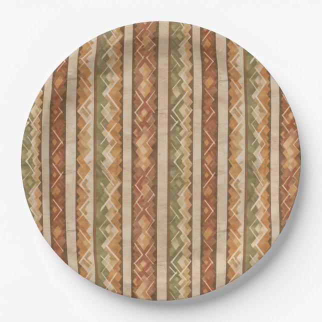 Rustic Southwestern Stripe Pattern (7) Paper Plate (Front)