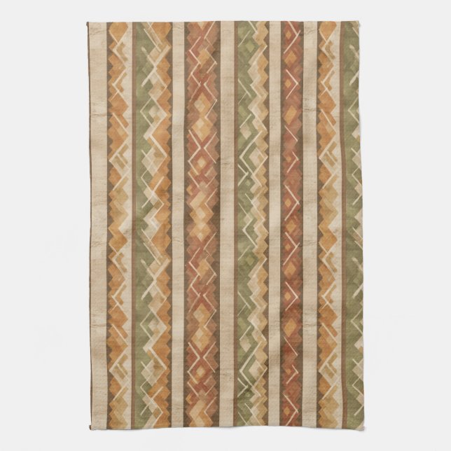 Rustic Southwestern Stripe Pattern (7) Tea Towel (Vertical)