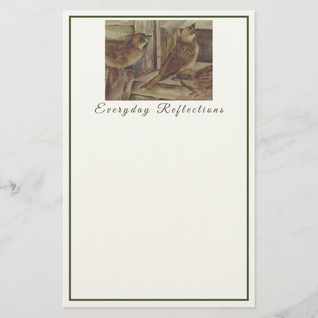 Rustic Sparrow Birds - Nature Inspired Everyday  Stationery (Front)