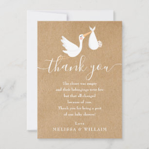 Rustic Special Delivery Baby Shower Thank You Card