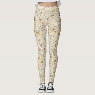 Rustic Speech Bubbles & Hearts Seamless Pattern Leggings