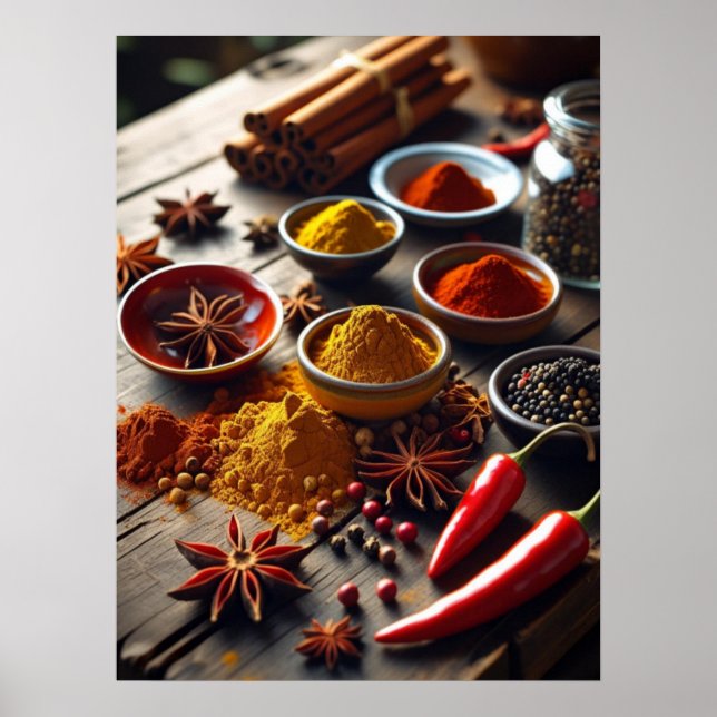 Rustic Spice Kitchen Wall Art Poster (Front)