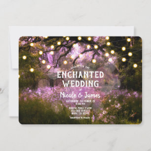Rustic Spring Enchanted Forest Lights Wedding  Invitation